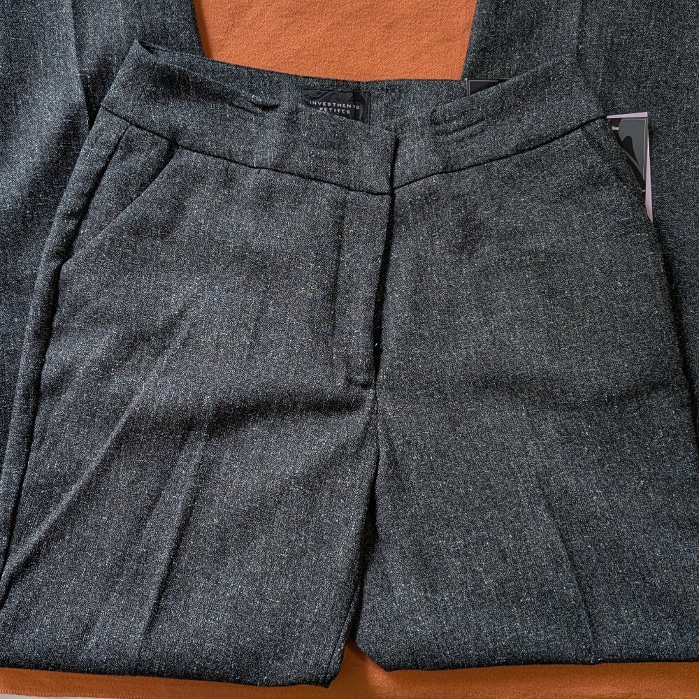 INVESTMENT Petites Slacks; 4p - NWT- Straight Leg, Dark Gray